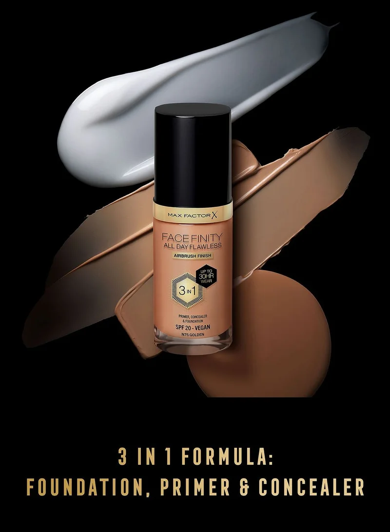 Max Factor N75 Golden Max Factor Facefinity All Day Flawless Foundation - N75 Golden, 30ml for Women | Best Price UAE